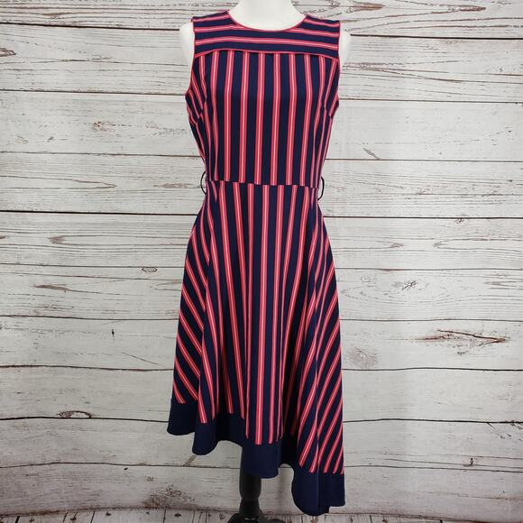 Simply Styled by Sears Women's Pink Striped Asymmetrical Dress Size 8 - Picture 1 of 13